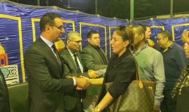 مي كساب وحمزة العيلي يقدمان واجب العزاء لحمادة بركات في وفاة والدته بمسجد أسد بن فرات