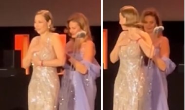 الفستان اتفتح.. يسرا تنقذ منة شلبي على المسرح في مهرجان الجونة