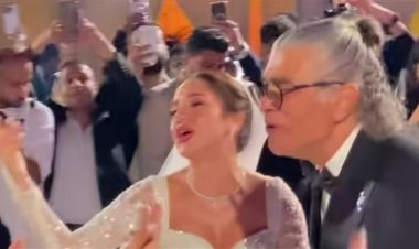 ملأ فراغ الأب الراحل .. حنان عم رنا رئيس فى حفل زفافها يلفت أنظار المدعويين