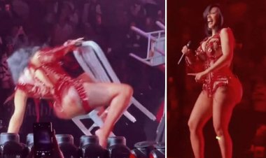 المغنية الأمريكية كاردي بي  سقطت من فوق مقعد بحفلتها في لاس فيجاس