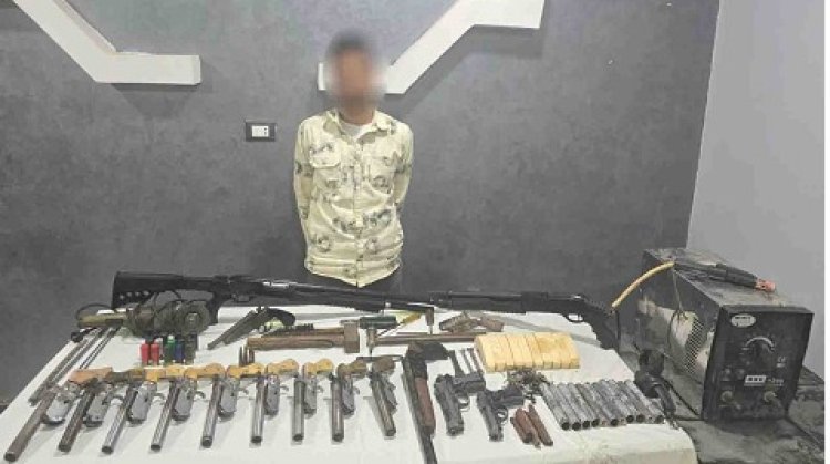 العثور على 15 قطعة سلاح داخل ورشة بالدقهلية