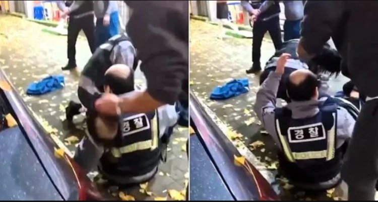 "باروكته وقعت وهو بيطارد المتهم".. مطاردة شرطي لمتهم تتحول  لمشهد طريف