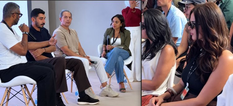 هنادي مهنا تتابع باهتمام ما يدور في  ندوة المخرجين كريم الشناوي ورامي إمام بمهرجان الجونة السينمائي