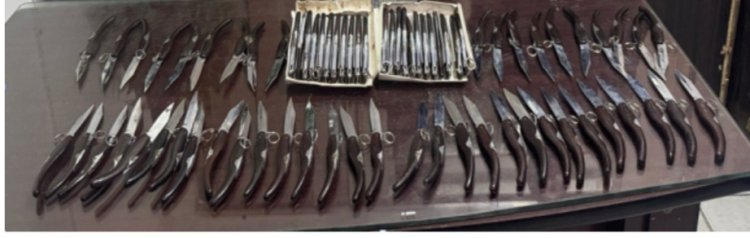 ضبط شخصين بحوزتهما 72 مطواة بعد عرضها للبيع على الإنترنت بالوايلى