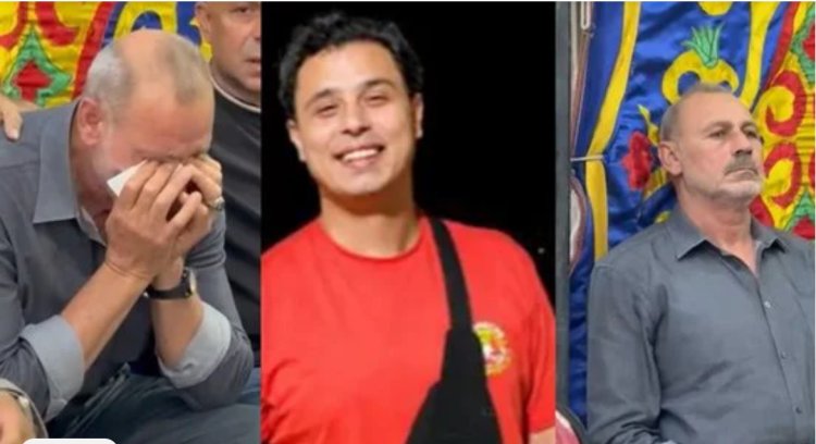 انهيار والد الفنان كريم عبد العليم في عزائه بعد رحيله المفاجئ بحادث سير