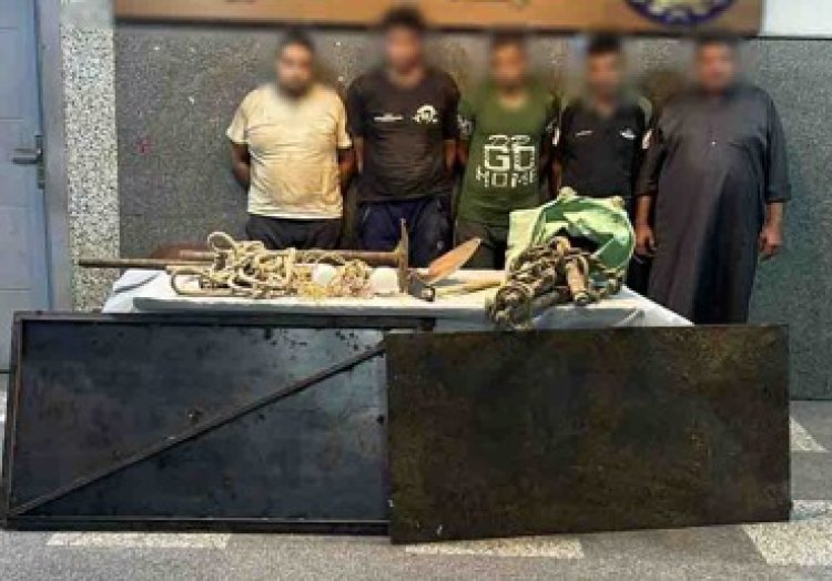 ضبط 5 أشخاص لقيامهم بأعمال الحفر والتنقيب غير المشروع عن الآثار  بالمطرية 