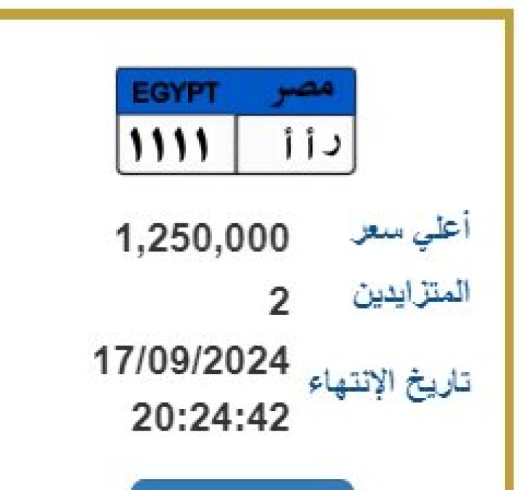 الأسعار تتجاوز مليون جنيه .. لوحات معدنية مميزة جديدة تدخل المنافسة