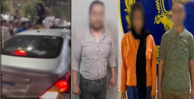 القبض على فتاة صعدت فوق سيارة للتشاجر مع قائد سيارة بالسلام 