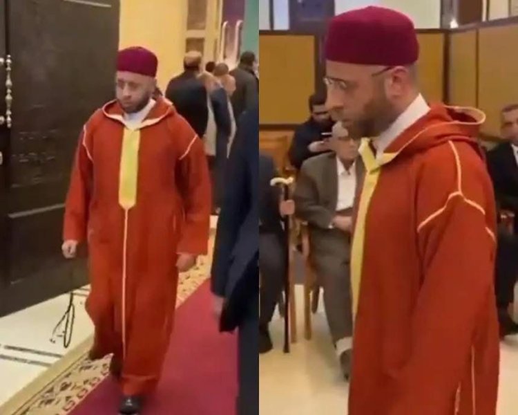 أسامة الأزهري يثير الجدل بارتدائه الزي المغربي في عزاء والدة وزير الصناعة