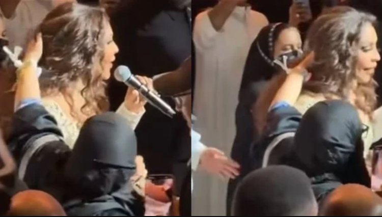 معجبة تفاجئ أحلام بلمس شعرها خلال حفل جدة.. والفنانة تتفاعل بعفوية