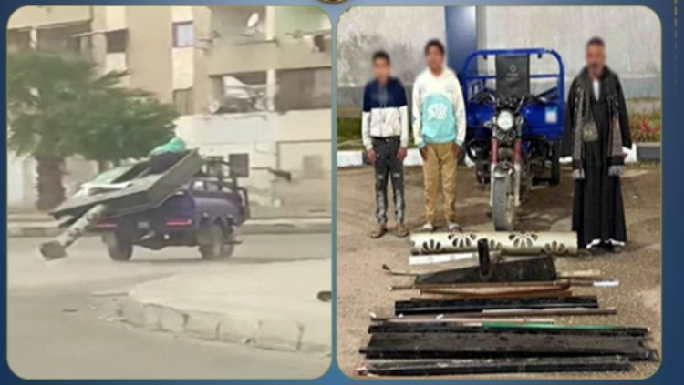 القبض على لصين سرقا لوحة إعلانات بعد سقوطها بسبب الرياح العاتية بالشرقية 