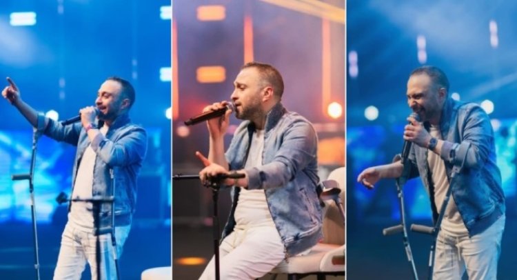 حسام حبيب يغني في السعودية بـ العكاز: ماكنتش هقدر أتأخر عنكم