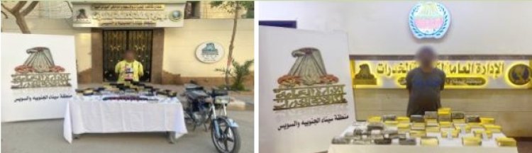 سقوط 3 عناصر إجرامية بحوزتهم 54 كيلو لمخدرى الحشيش والآيس بالسويس والقليوبية