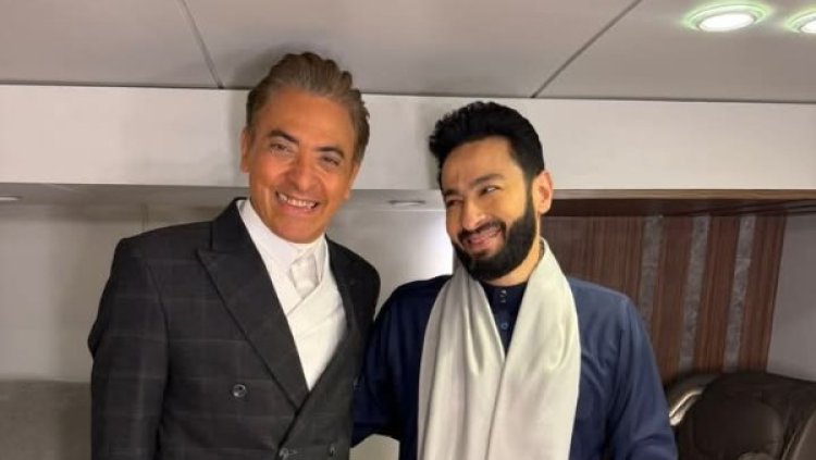 حمادة هلال يمازح فتحي عبد الوهاب من كواليس المداح: أسطورة النهاية