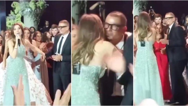 نانسي عجرم تفاجئ عمر دياب بقبلة.. وتمازحه: «ما بيغني لبرج الثور بيغني للحوت بس»