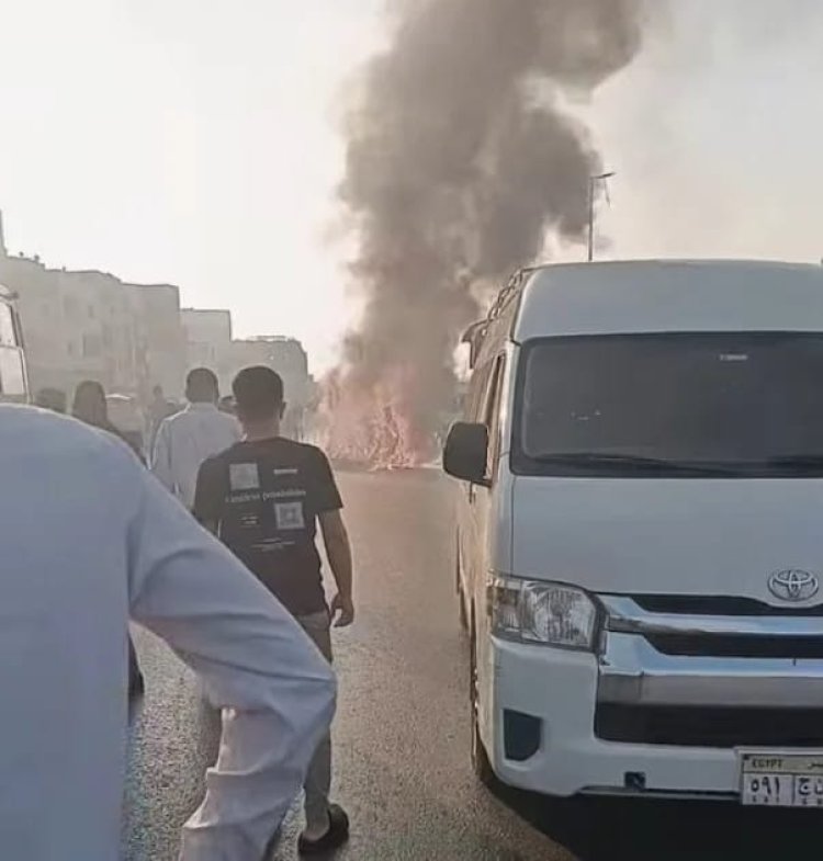 تصادم مروع أعلى دائري المنيب.. مصرع شخص وإصابة 15 آخرين واشتعال سيارة بالكامل