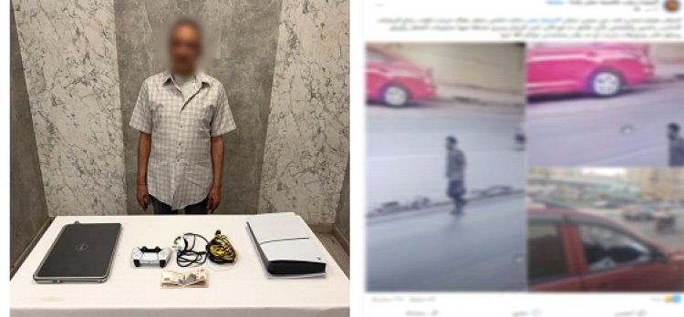 سقوط لص تحطيم زجاج السيارات بمدينة نصر