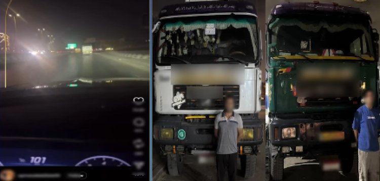 ضبط قائدى سيارتين "نقل" بالسير برعونة أعلى الطريق الدائرى 