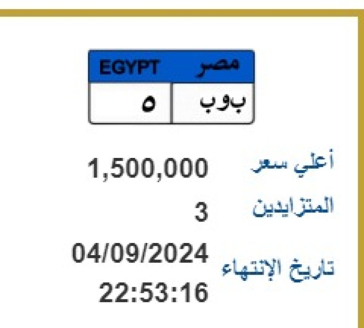 أسعار اللوحات المعدنية المميزة تصل لـ 1.5 مليون جنيه 