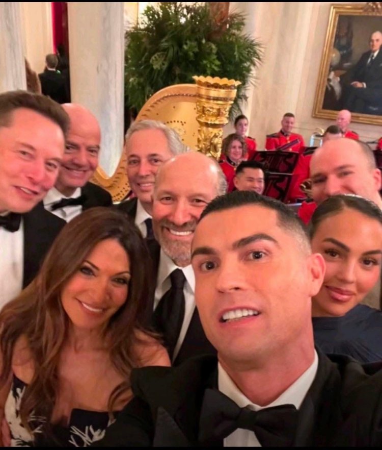 رونالدو يلتقط سيلفي مع نجوم العالم على هامش مأدبة ترامب لولي العهد السعودي