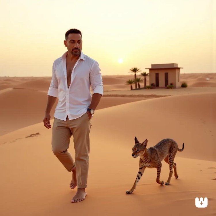محمد دياب ينشر صورة مع الوشق المصري.. كيف تفاعل معها الجمهور؟