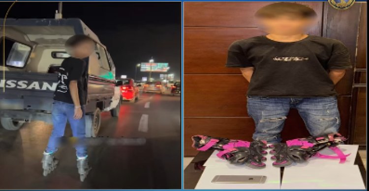 القبض على أجنبي تزلج مع سيارة شرطة بالإسكندرية