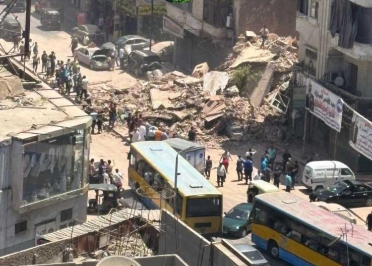 انهيار مفاجئ لعقار في شارع الترعة بشبرا مصر