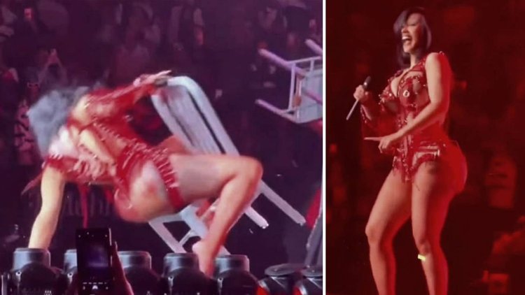 المغنية الأمريكية كاردي بي  سقطت من فوق مقعد بحفلتها في لاس فيجاس